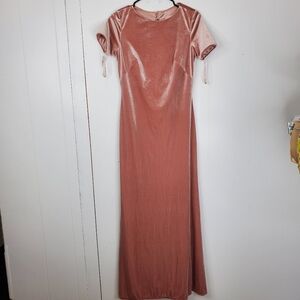 Revelry Maxi Dress Short Sleeve Velvet Dusty Pink Cutout Back A Line Womens 4